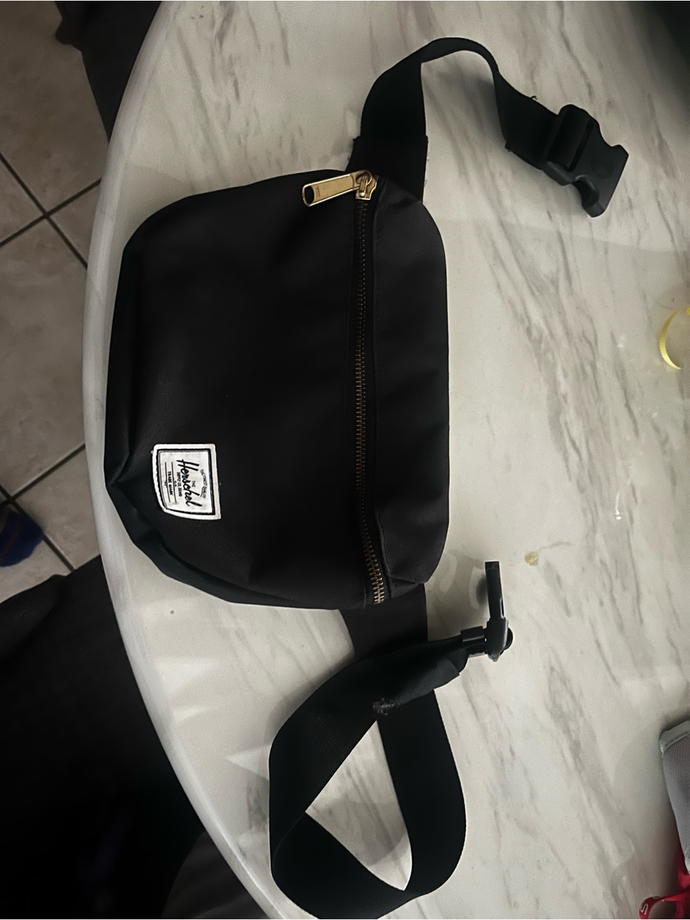 Herschel Supply Company Black Mini Waist Pack with Gold Zipper